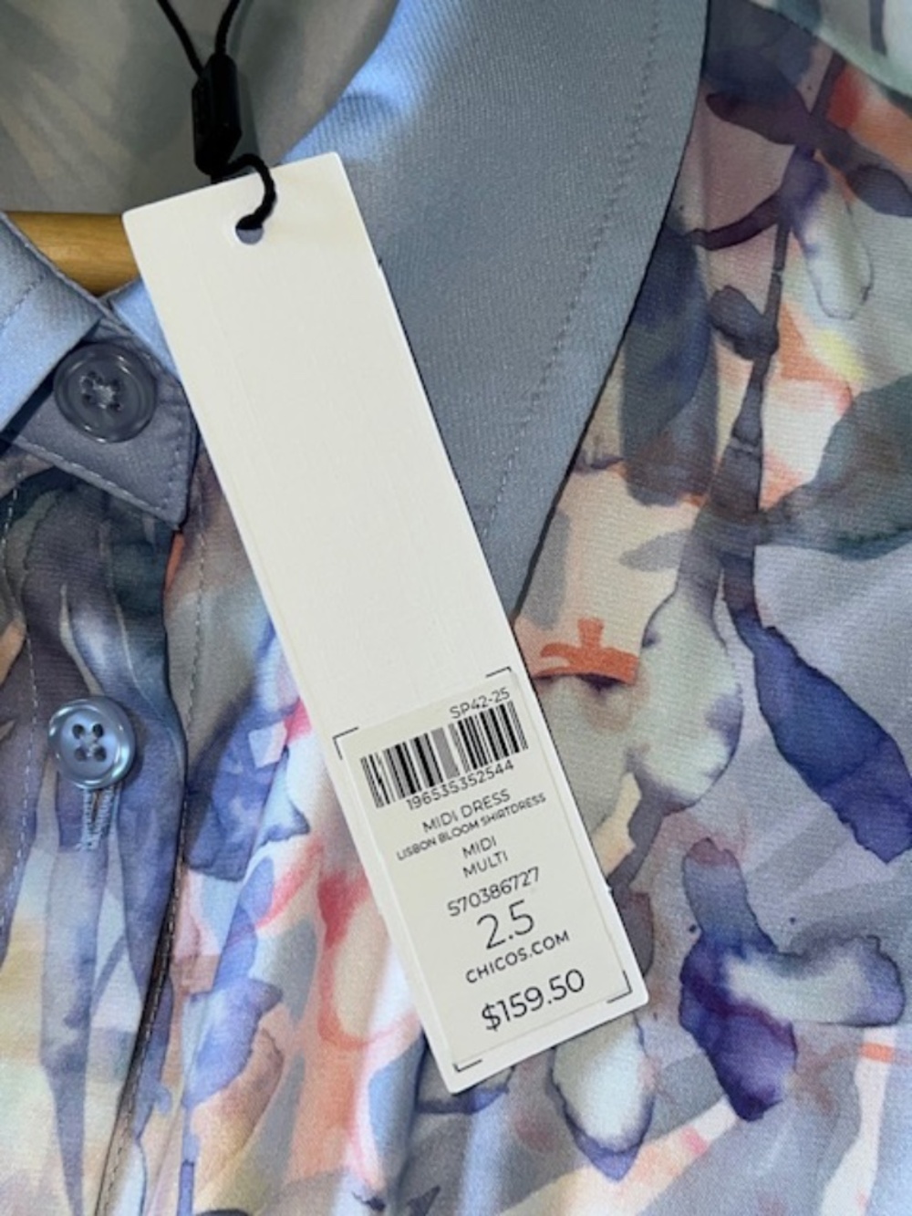 NWT Chico's Floral Matte Satin Midi Long Sleeve Shirtdress Dress Size 2.5 - Picture 11 of 16